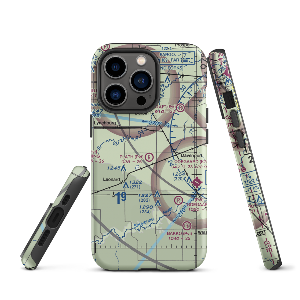 Plath Farms Airport (34ND) VFR Sectional  Tough iPhone Case iPhone 13 Pro model shown