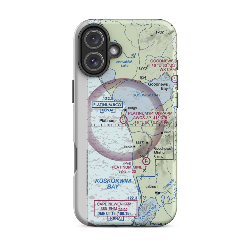 Platinum Airport (PTU) VFR Sectional  Tough iPhone Case iPhone 16 Plus model shown