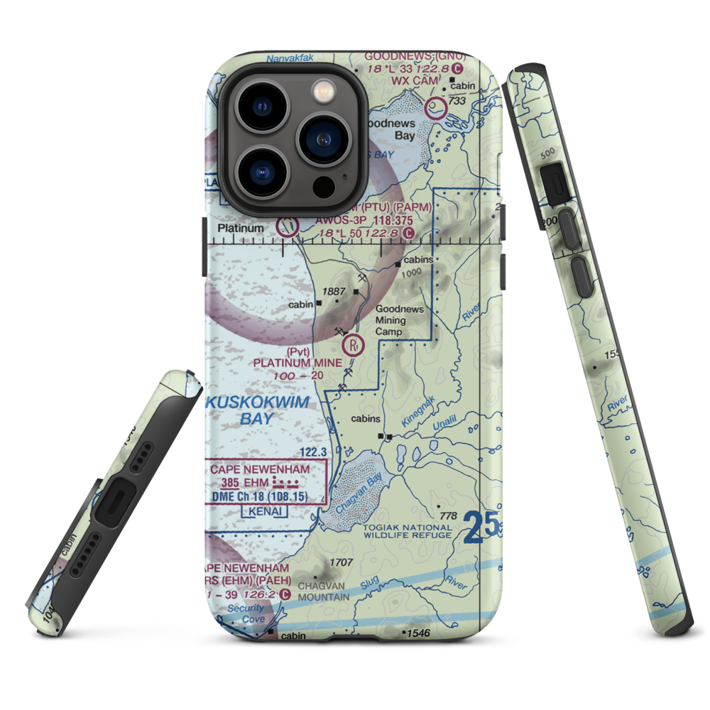 Platinum Mine Airport (6AK1) VFR Sectional  Tough iPhone Case iPhone 13 Pro Max model shown