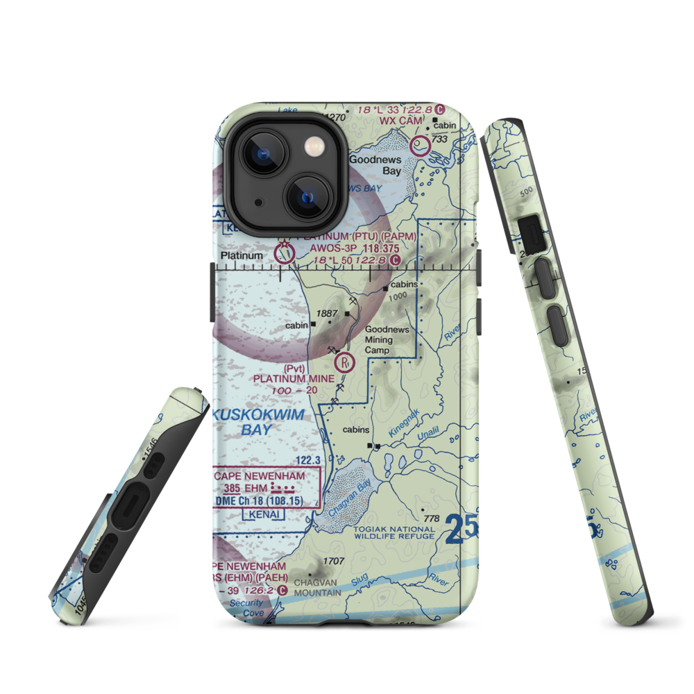 Platinum Mine Airport (6AK1) VFR Sectional  Tough iPhone Case iPhone 14 model shown