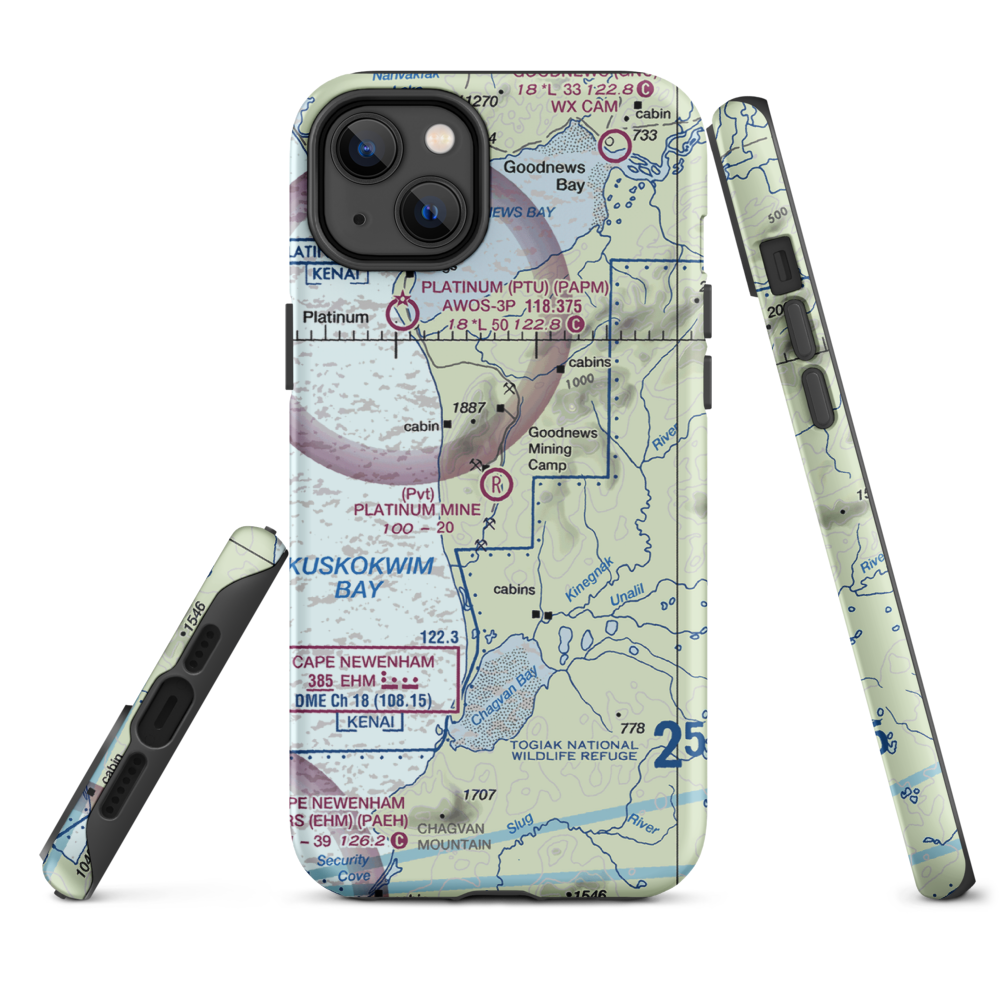 Platinum Mine Airport (6AK1) VFR Sectional  Tough iPhone Case iPhone 14 Plus model shown
