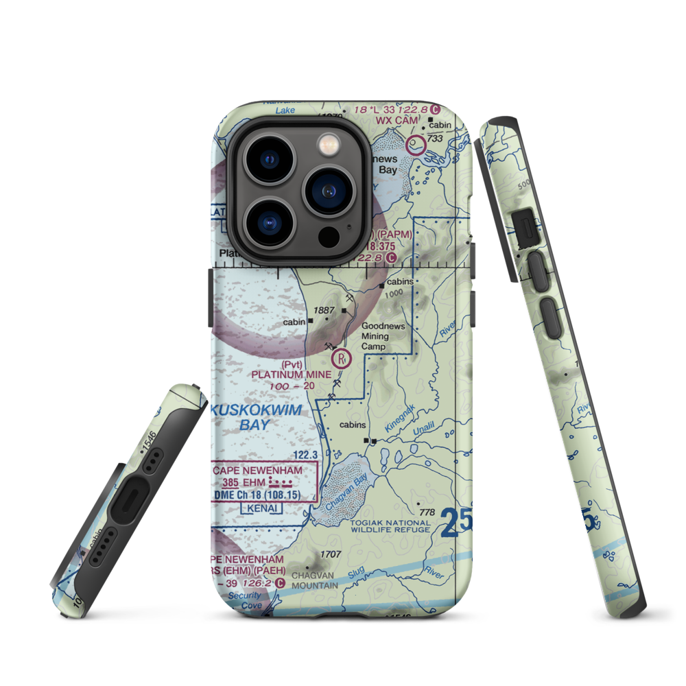Platinum Mine Airport (6AK1) VFR Sectional  Tough iPhone Case iPhone 14 Pro model shown