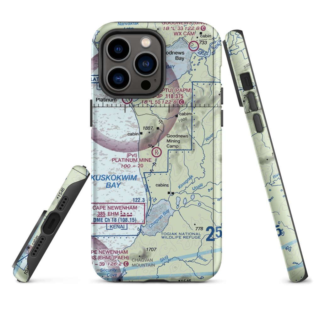 Platinum Mine Airport (6AK1) VFR Sectional  Tough iPhone Case iPhone 14 Pro Max model shown