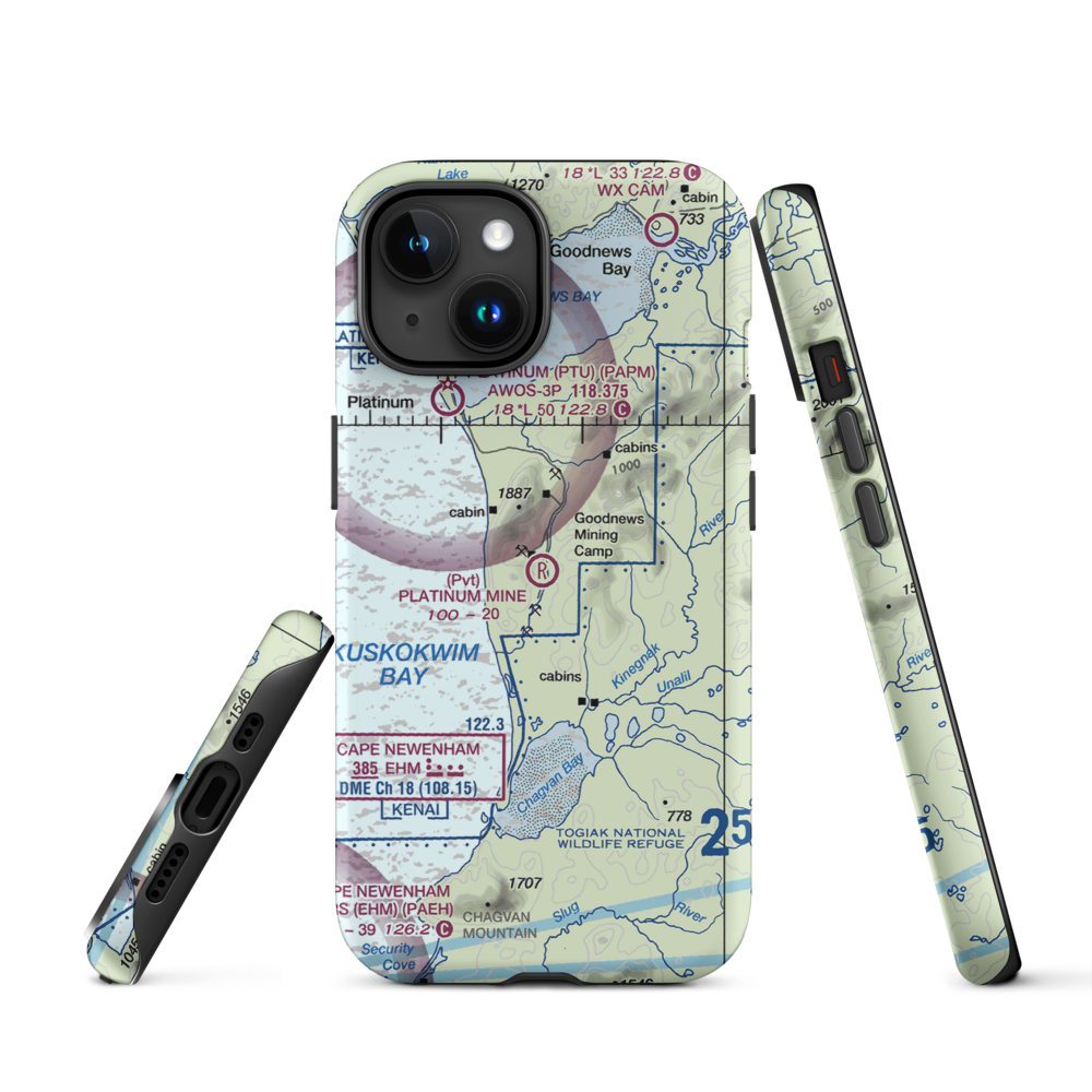 Platinum Mine Airport (6AK1) VFR Sectional  Tough iPhone Case iPhone 15 model shown