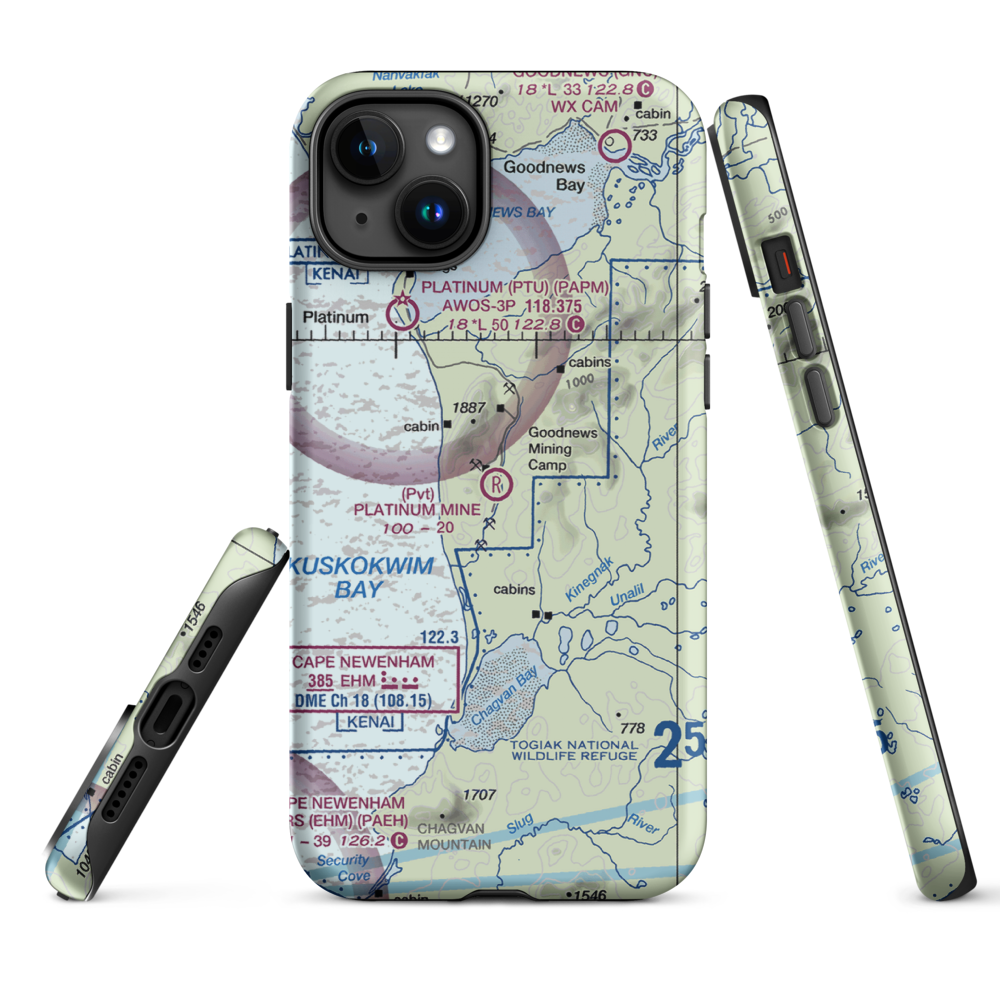 Platinum Mine Airport (6AK1) VFR Sectional  Tough iPhone Case iPhone 15 Plus model shown