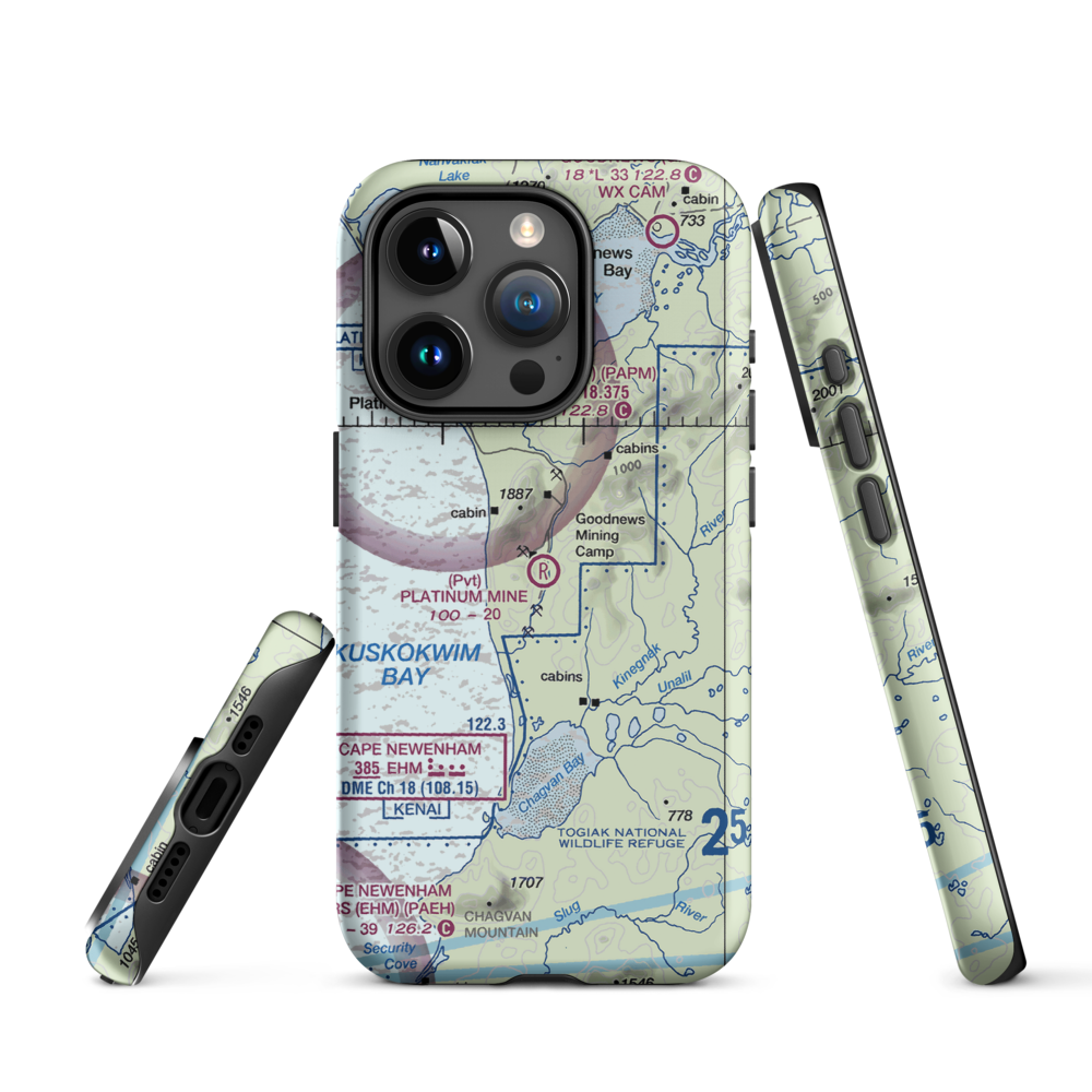 Platinum Mine Airport (6AK1) VFR Sectional  Tough iPhone Case iPhone 15 Pro model shown