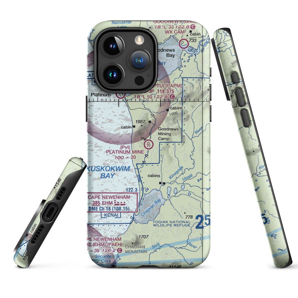 Platinum Mine Airport (6AK1) VFR Sectional  Tough iPhone Case iPhone 15 Pro Max model shown