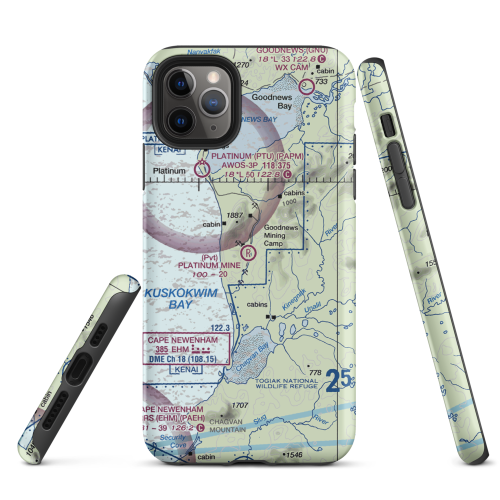 Platinum Mine Airport (6AK1) VFR Sectional  Tough iPhone Case iPhone 11 Pro Max model shown