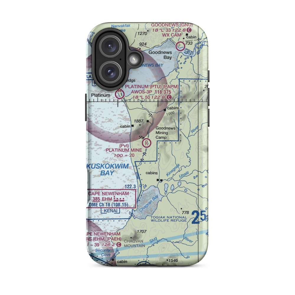 Platinum Mine Airport (6AK1) VFR Sectional  Tough iPhone Case iPhone 16 Plus model shown
