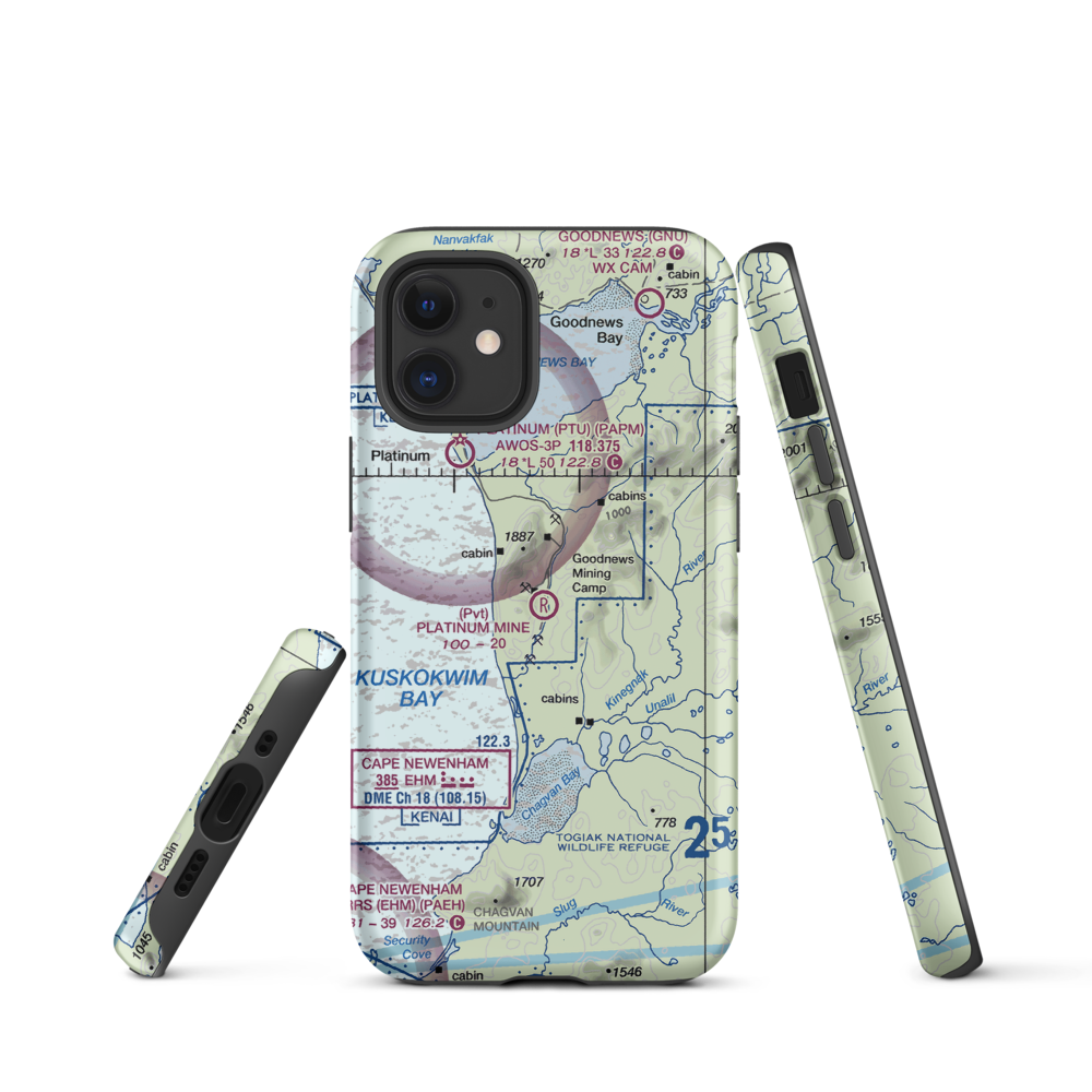 Platinum Mine Airport (6AK1) VFR Sectional  Tough iPhone Case iPhone 12 mini model shown