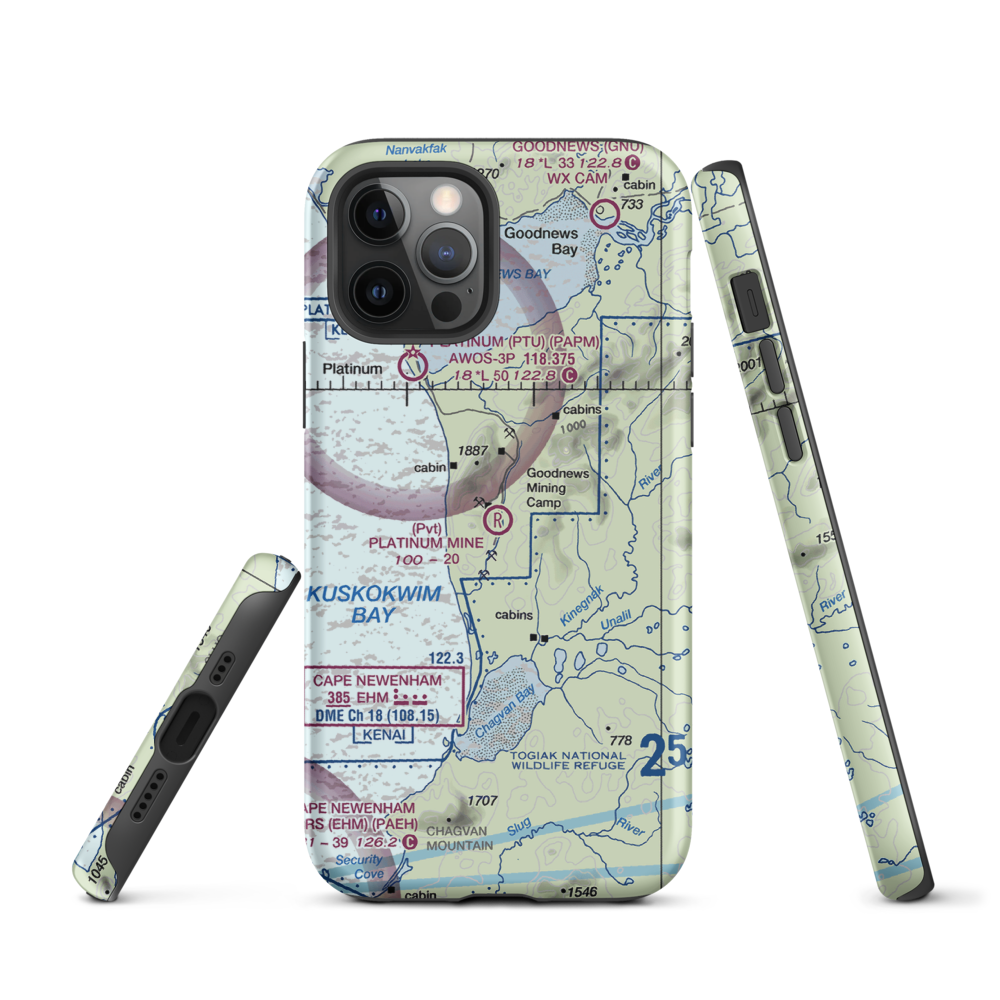 Platinum Mine Airport (6AK1) VFR Sectional  Tough iPhone Case iPhone 12 Pro model shown
