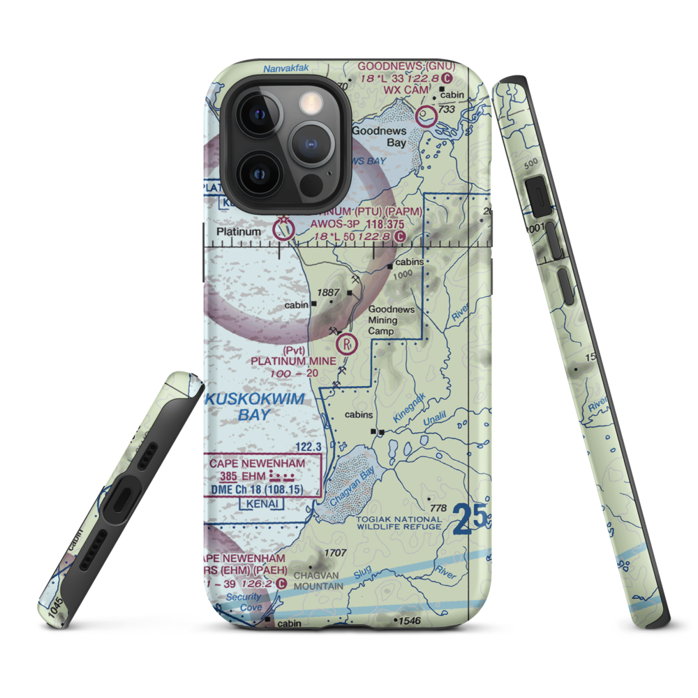 Platinum Mine Airport (6AK1) VFR Sectional  Tough iPhone Case iPhone 12 Pro Max model shown