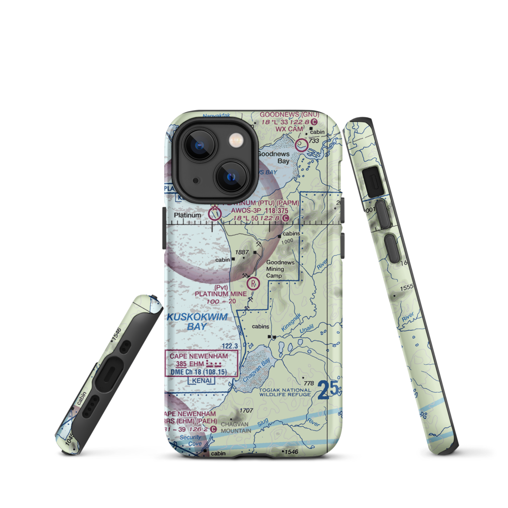 Platinum Mine Airport (6AK1) VFR Sectional  Tough iPhone Case iPhone 13 mini model shown