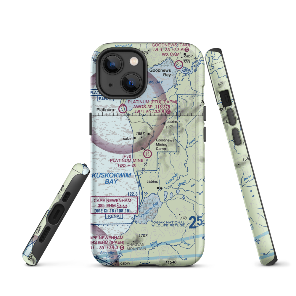 Platinum Mine Airport (6AK1) VFR Sectional  Tough iPhone Case iPhone 13 model shown