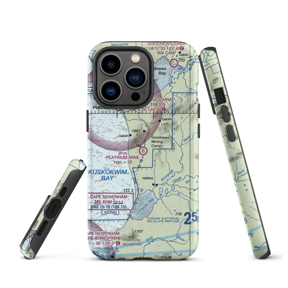 Platinum Mine Airport (6AK1) VFR Sectional  Tough iPhone Case iPhone 13 Pro model shown