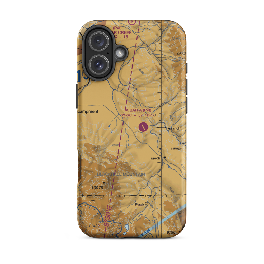 Platt Ranch Airport (WY51) VFR Sectional  Tough iPhone Case iPhone 16 Plus model shown