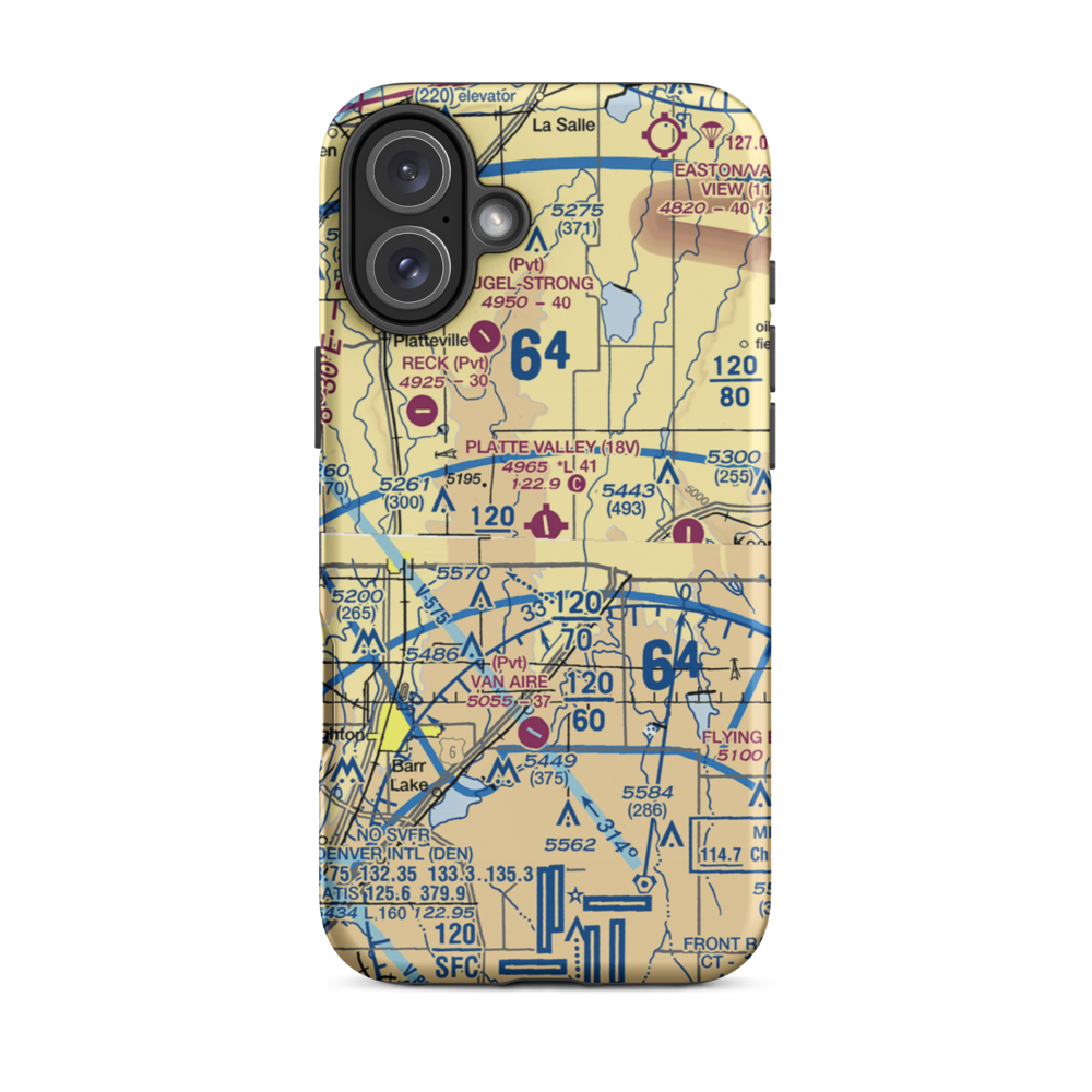 Platte Valley Airpark (18V) VFR Sectional  Tough iPhone Case iPhone 16 Plus model shown