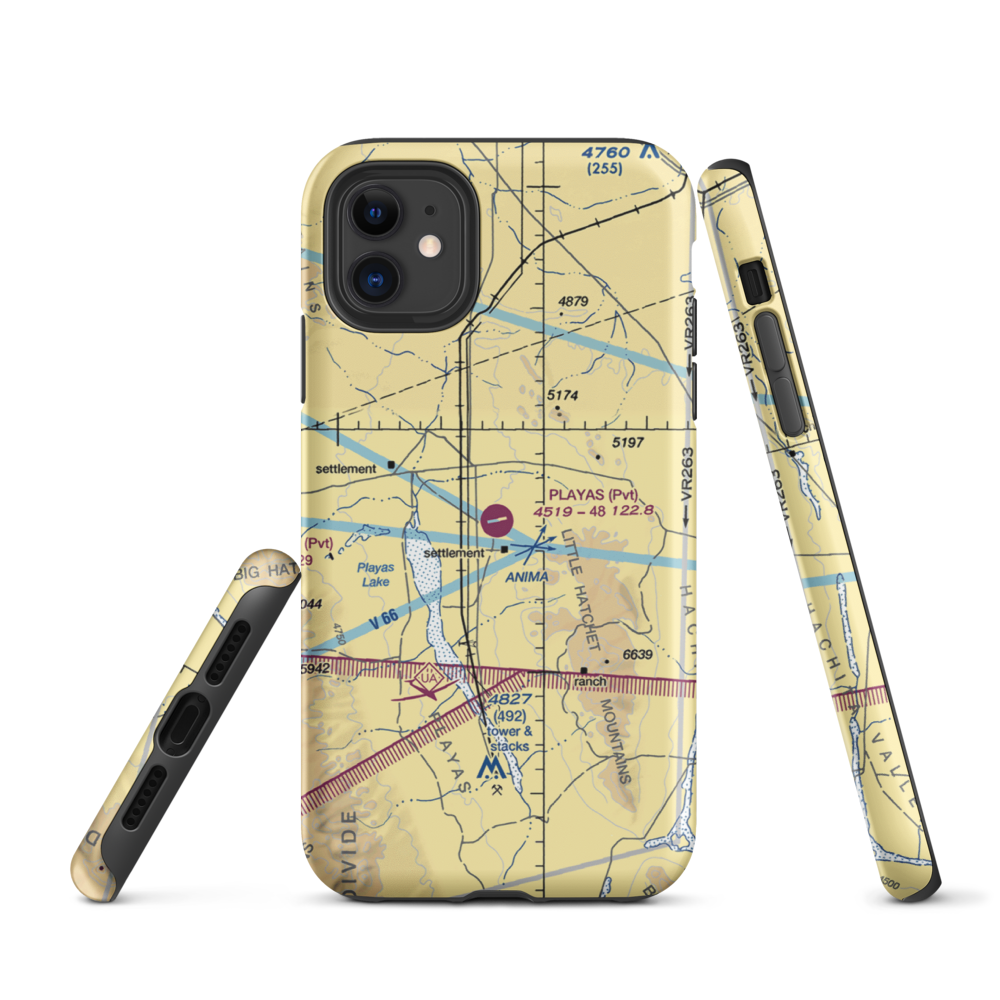 Playas Air Strip (NM86) VFR Sectional  Tough iPhone Case iPhone 11 model shown