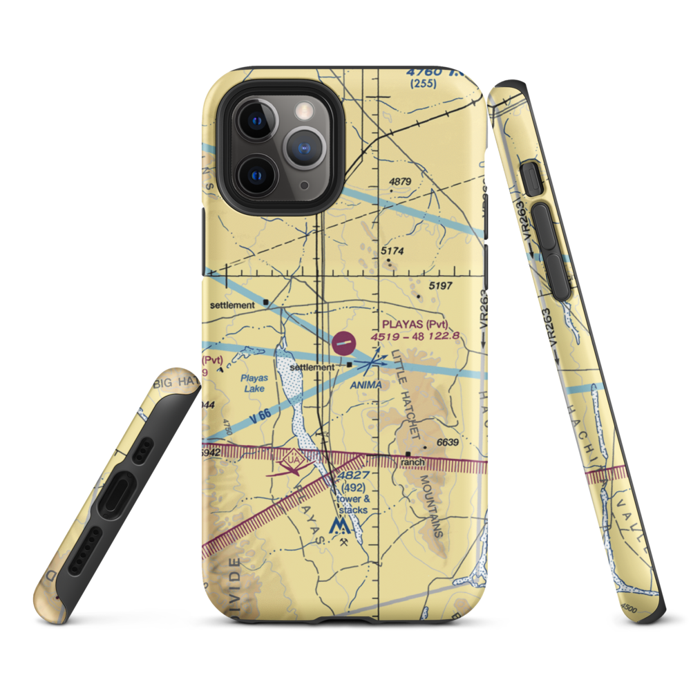 Playas Air Strip (NM86) VFR Sectional  Tough iPhone Case iPhone 11 Pro model shown