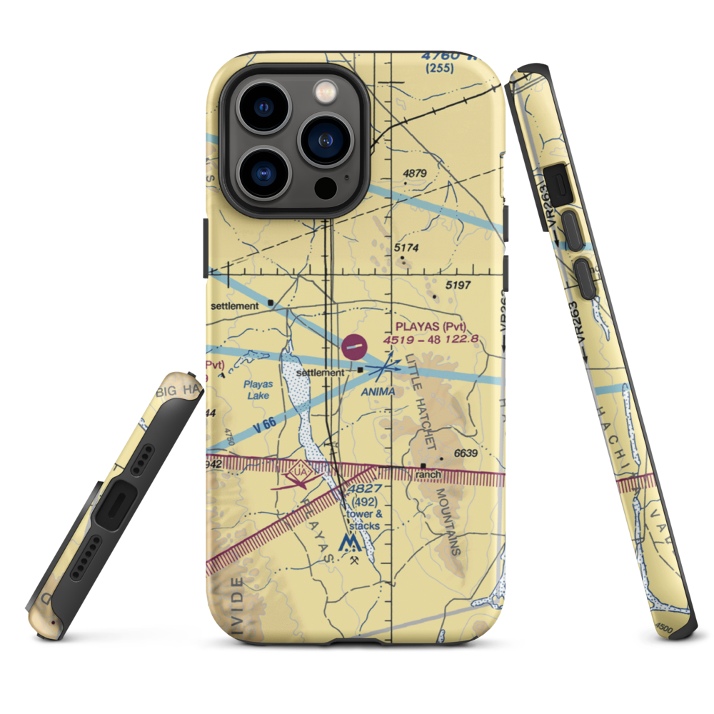 Playas Air Strip (NM86) VFR Sectional  Tough iPhone Case iPhone 13 Pro Max model shown