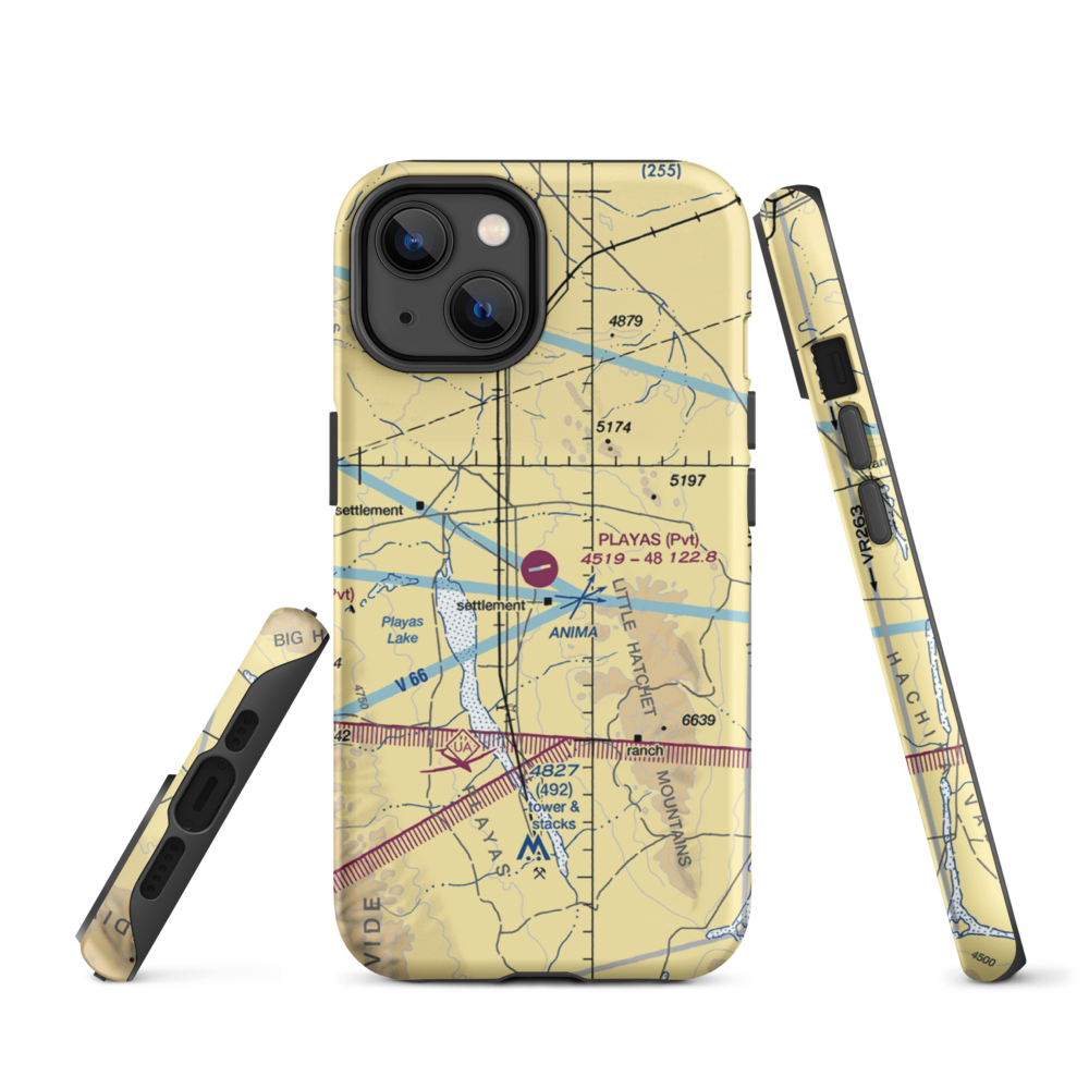 Playas Air Strip (NM86) VFR Sectional  Tough iPhone Case iPhone 14 model shown