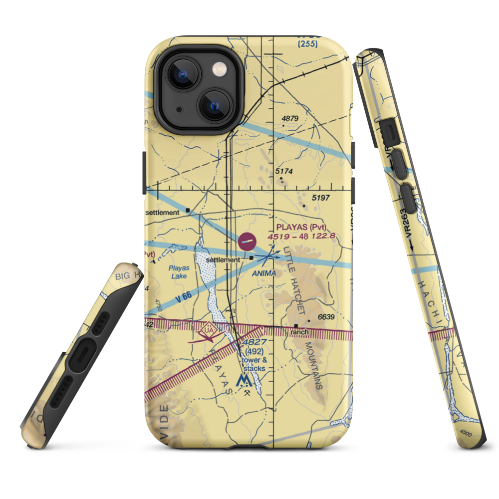 Playas Air Strip (NM86) VFR Sectional  Tough iPhone Case iPhone 14 Plus model shown