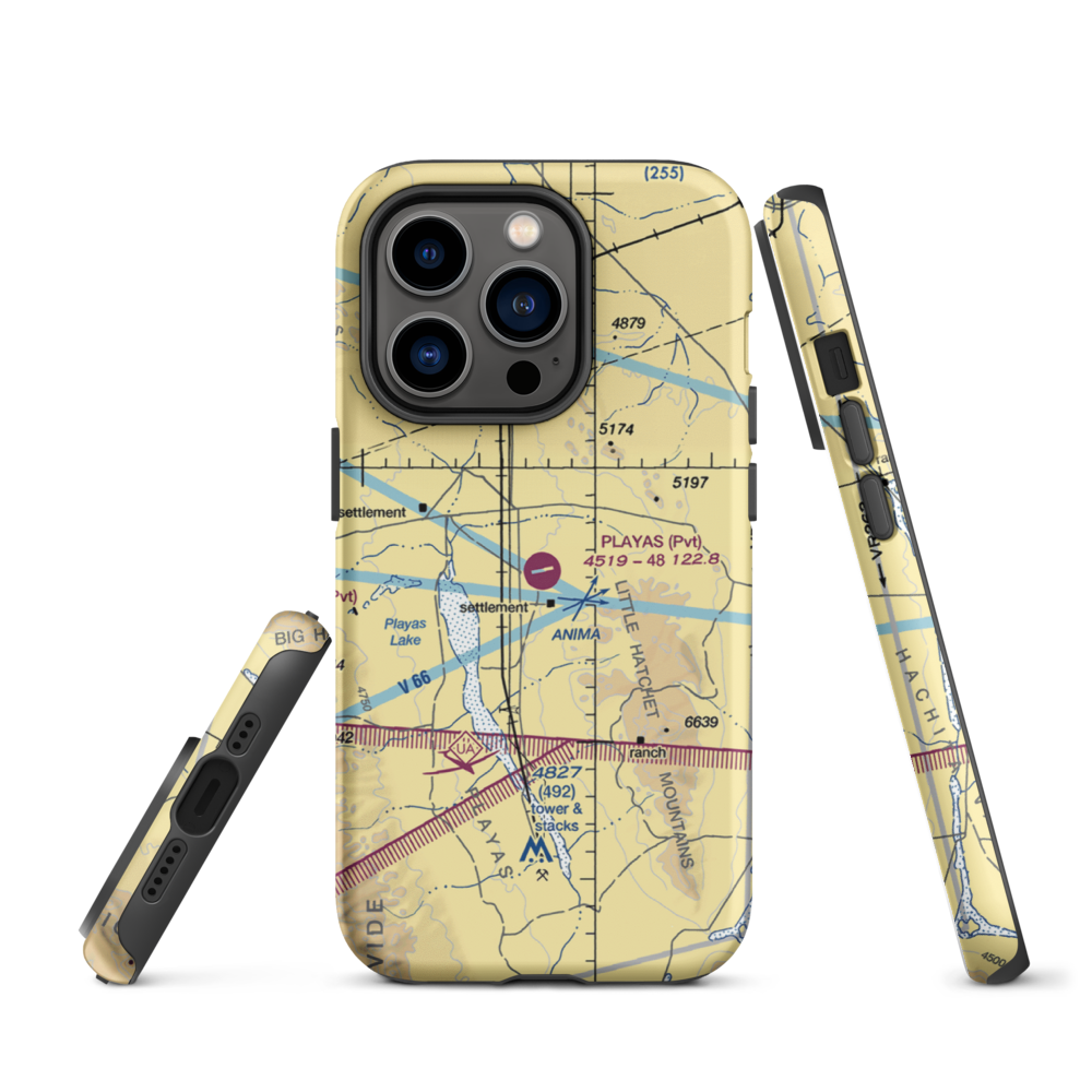 Playas Air Strip (NM86) VFR Sectional  Tough iPhone Case iPhone 14 Pro model shown
