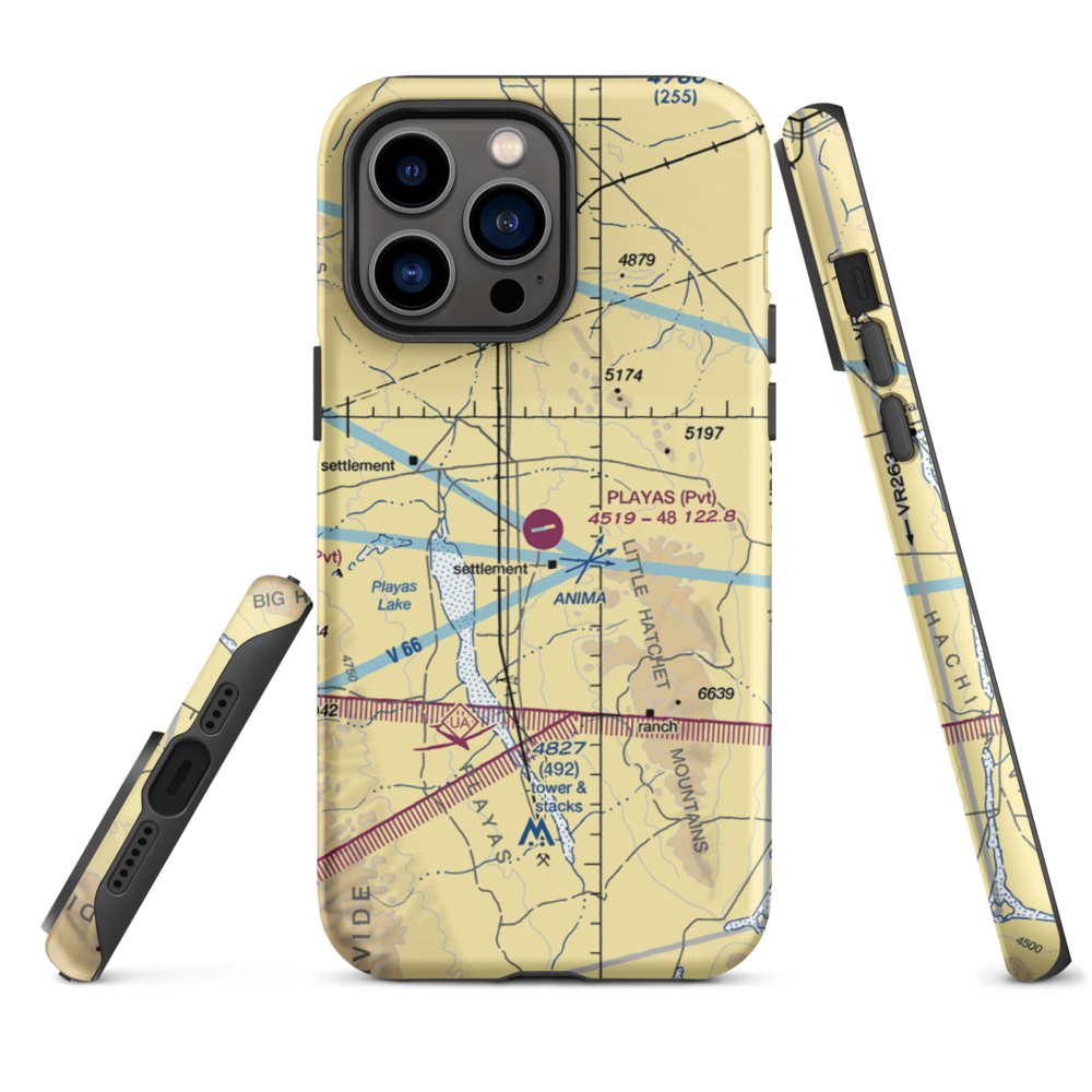 Playas Air Strip (NM86) VFR Sectional  Tough iPhone Case iPhone 14 Pro Max model shown