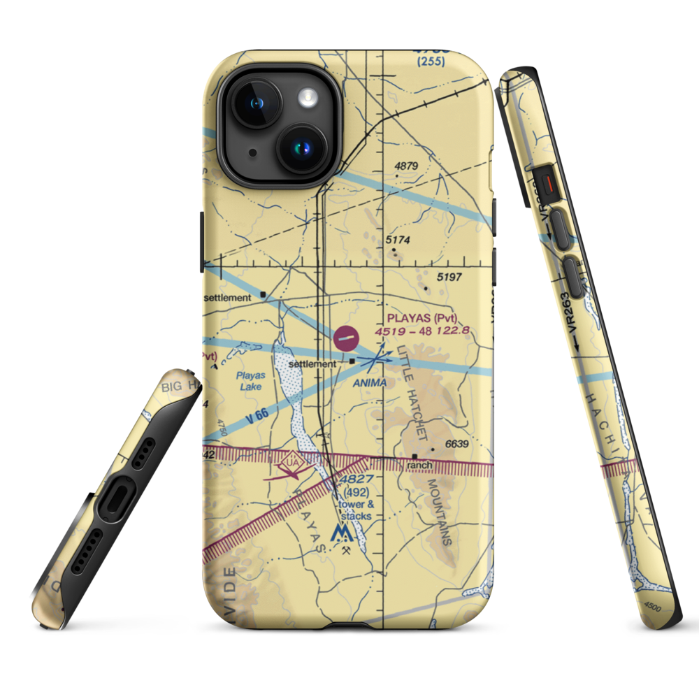 Playas Air Strip (NM86) VFR Sectional  Tough iPhone Case iPhone 15 Plus model shown