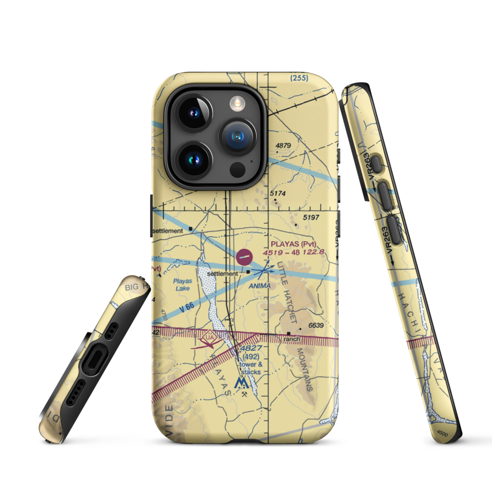 Playas Air Strip (NM86) VFR Sectional  Tough iPhone Case iPhone 15 Pro model shown