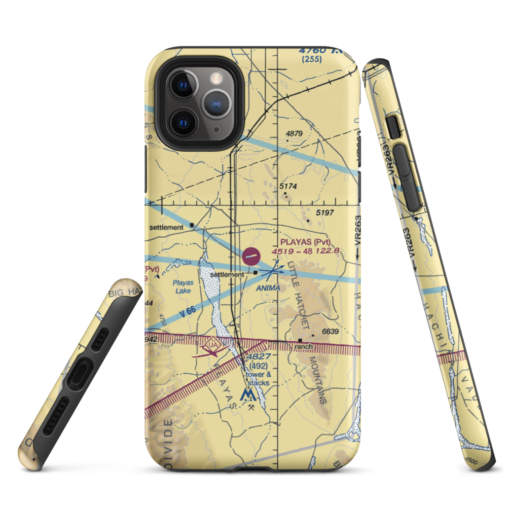 Playas Air Strip (NM86) VFR Sectional  Tough iPhone Case iPhone 11 Pro Max model shown