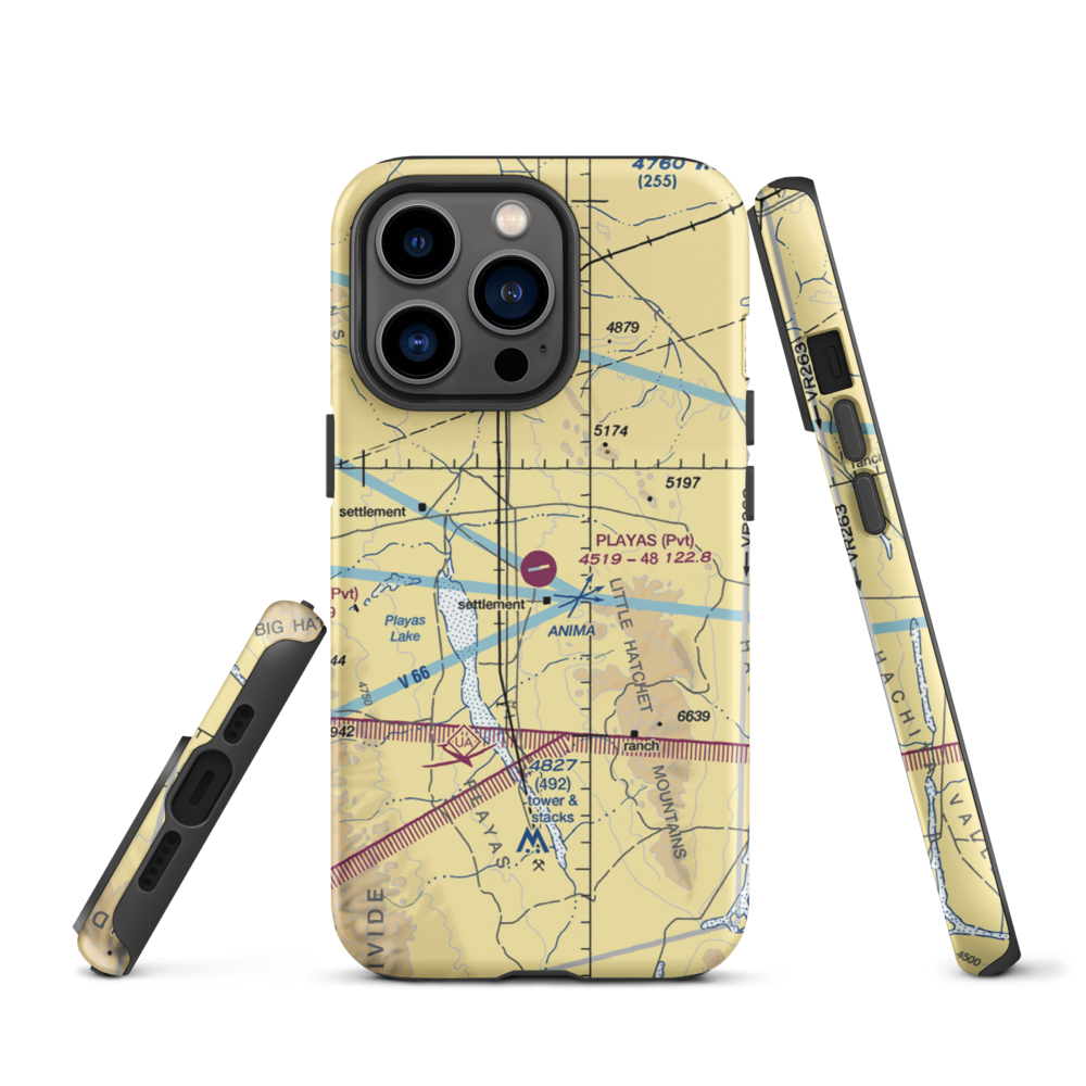 Playas Air Strip (NM86) VFR Sectional  Tough iPhone Case iPhone 13 Pro model shown