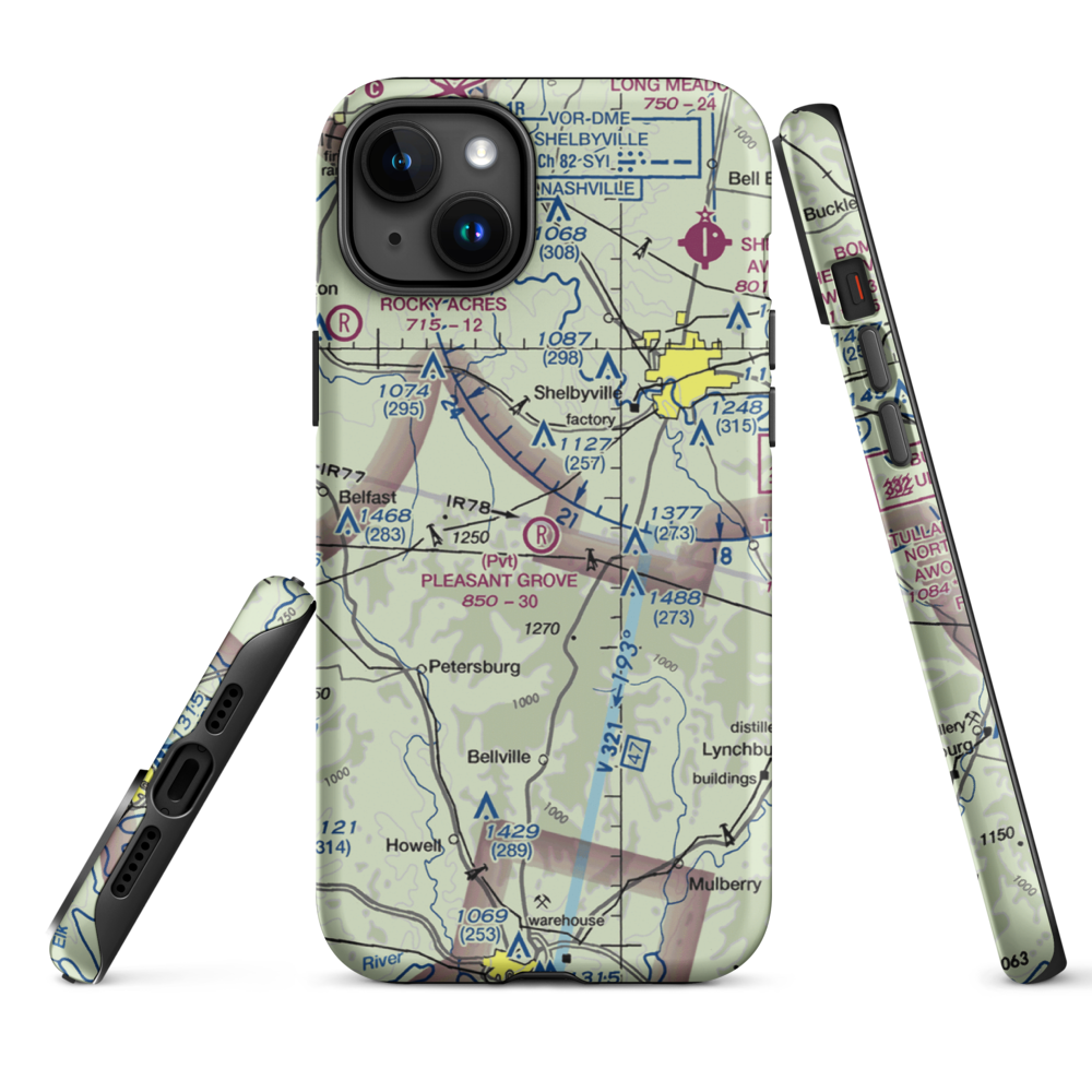 Pleasant Grove Airpark (8TN2) VFR Sectional  Tough iPhone Case iPhone 15 Plus model shown