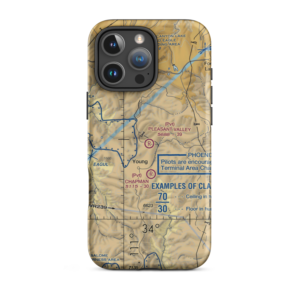 Pleasant Valley Airstrip (24AZ) VFR Sectional  Tough iPhone Case iPhone 16 Pro Max model shown