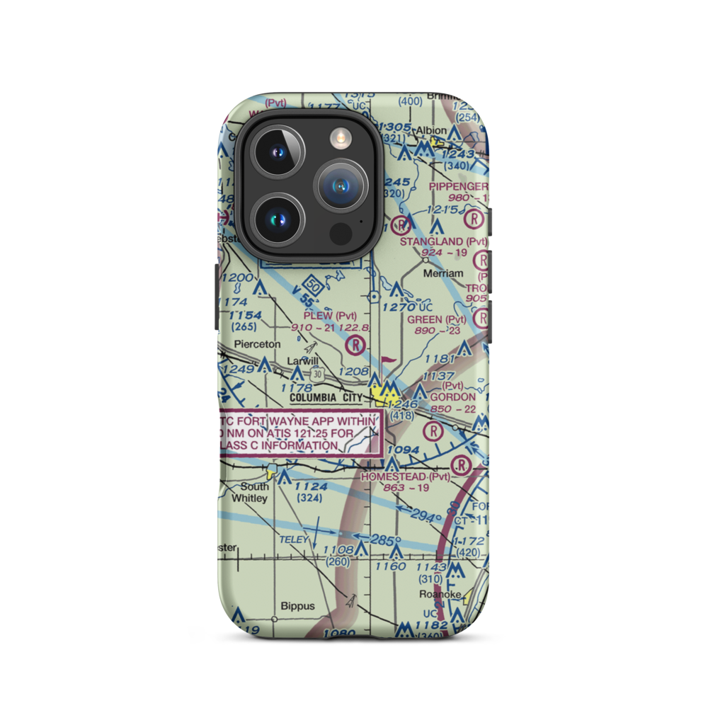 Plew Airport (IN71) VFR Sectional  Tough iPhone Case iPhone 16 Pro model shown