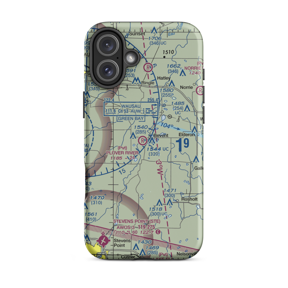 Plover River Airfield (3WI3) VFR Sectional  Tough iPhone Case iPhone 16 Plus model shown