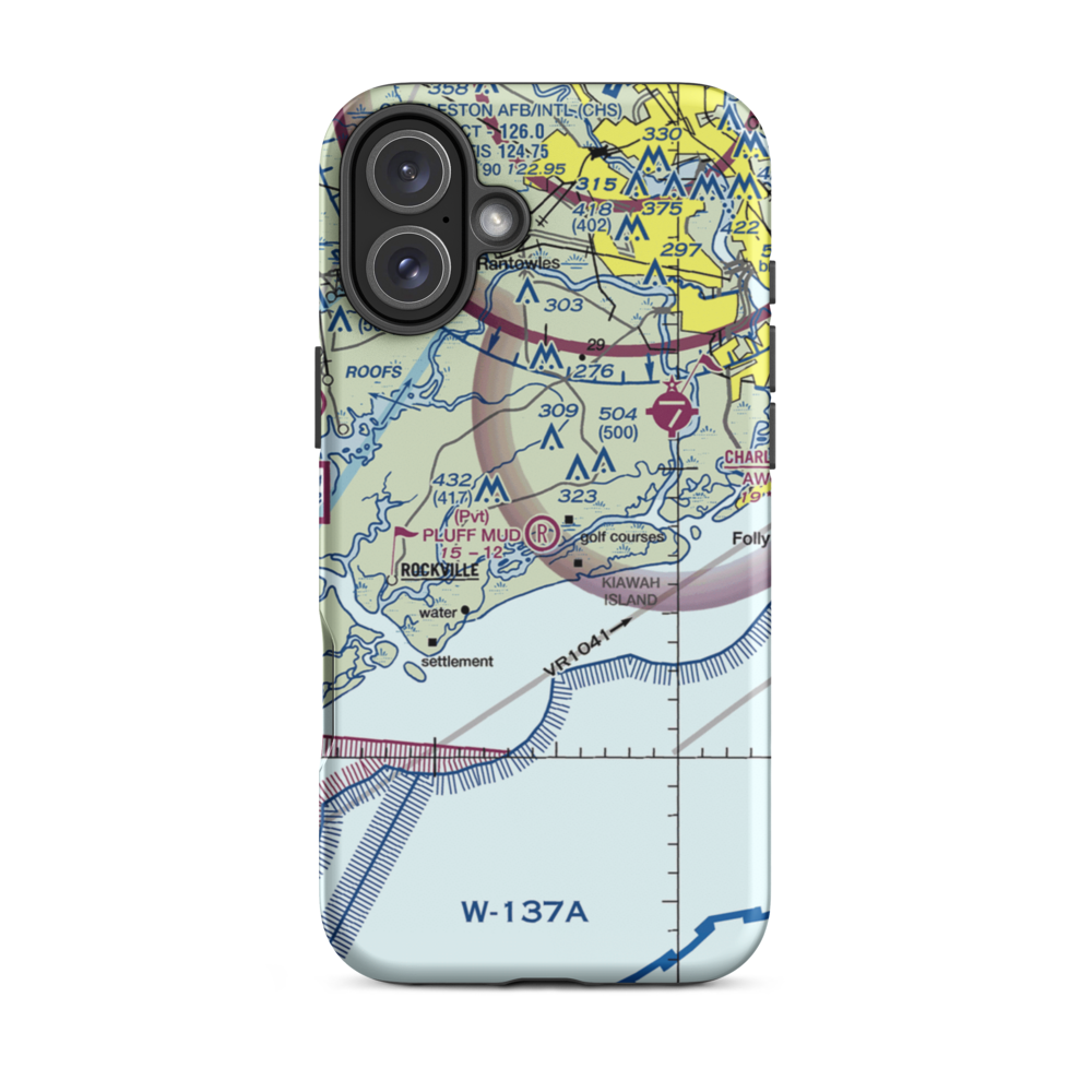 Pluff Mud Field (SC06) VFR Sectional  Tough iPhone Case iPhone 16 Plus model shown