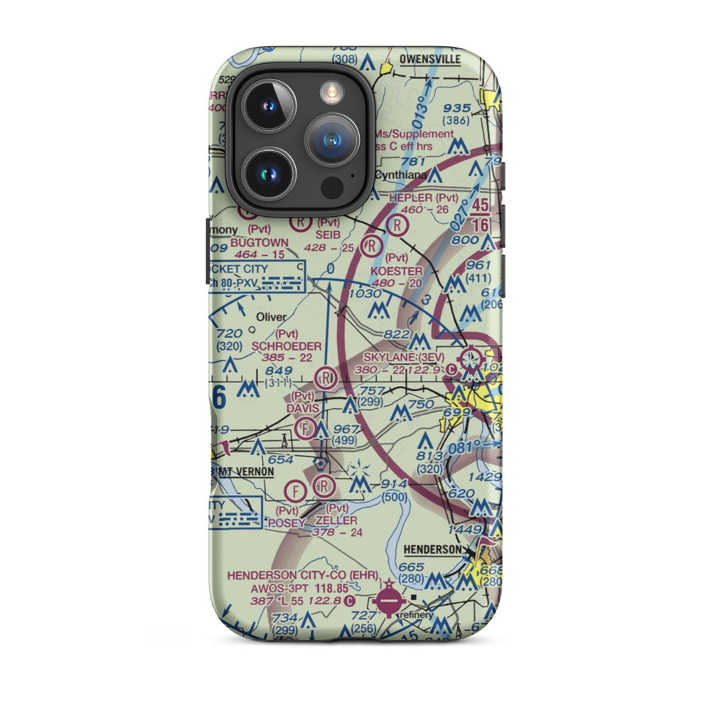 Plugger Airport (IN36) VFR Sectional  Tough iPhone Case iPhone 16 Pro Max model shown