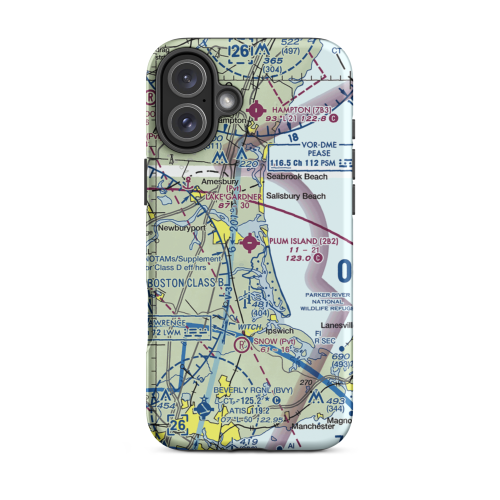 Plum Island Airport (2B2) VFR Sectional  Tough iPhone Case iPhone 16 Plus model shown