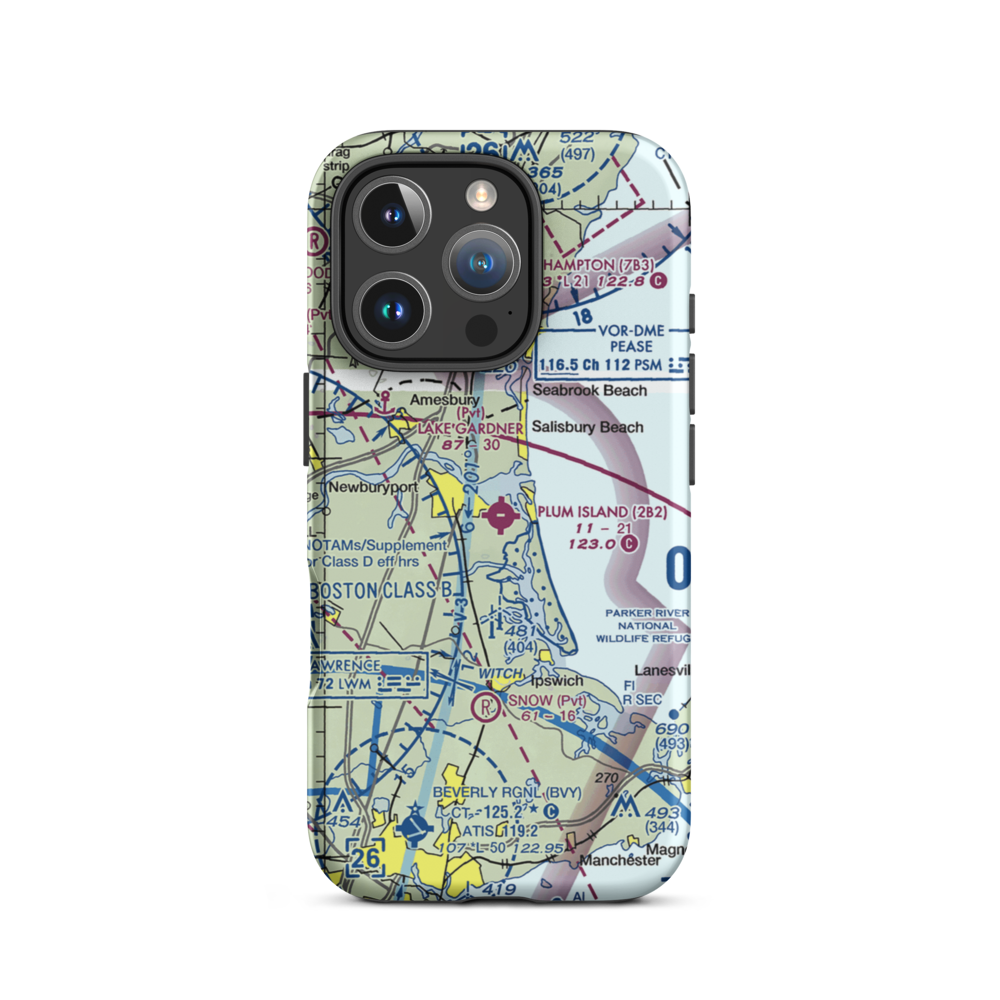 Plum Island Airport (2B2) VFR Sectional  Tough iPhone Case iPhone 16 Pro model shown