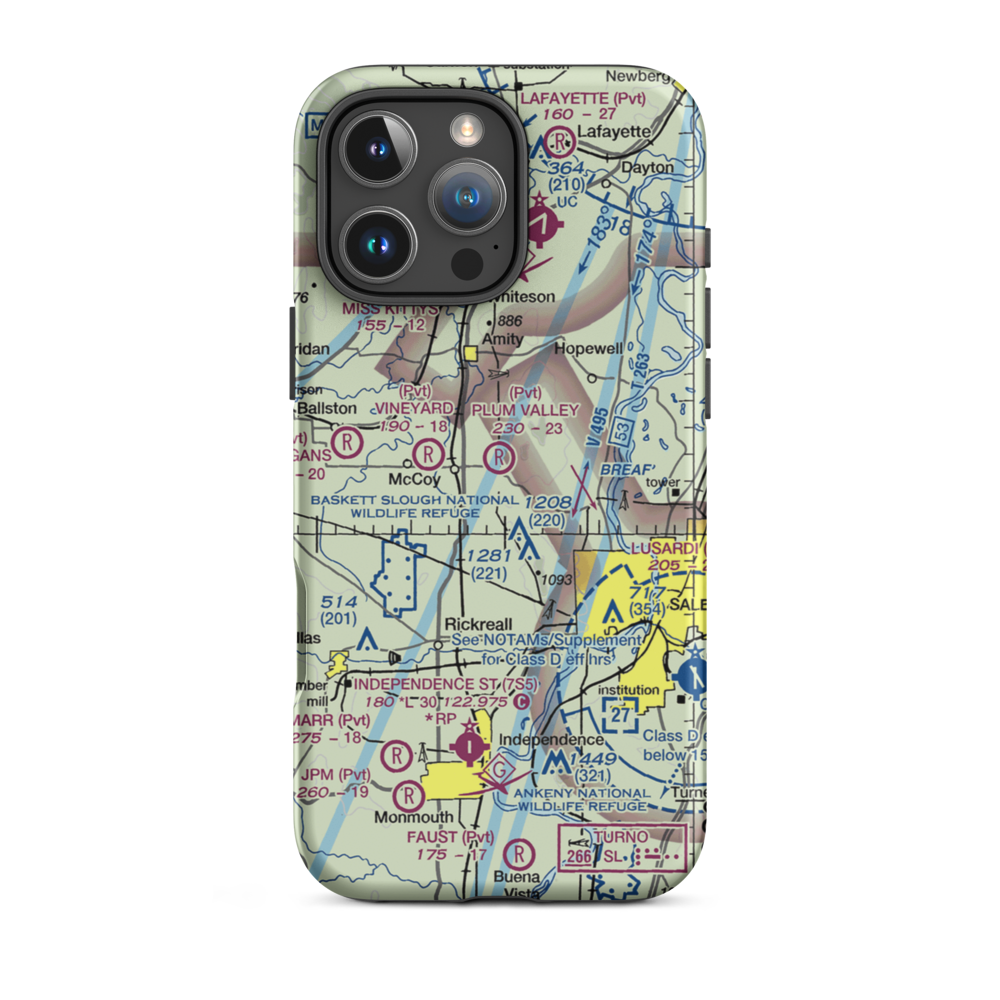 Plum Valley Airport (64OR) VFR Sectional  Tough iPhone Case iPhone 16 Pro Max model shown