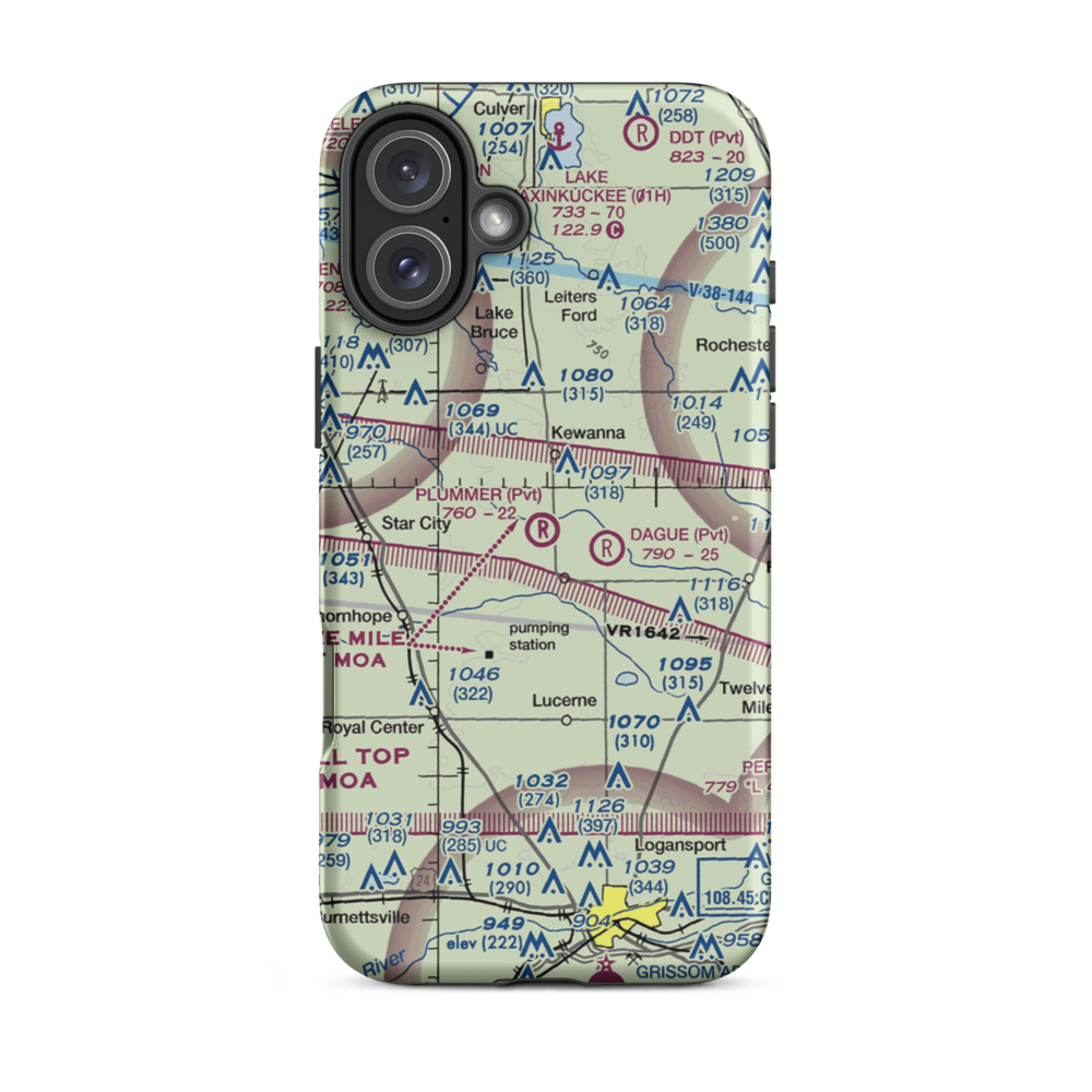 Plummer Airport (IN10) VFR Sectional  Tough iPhone Case iPhone 16 Plus model shown