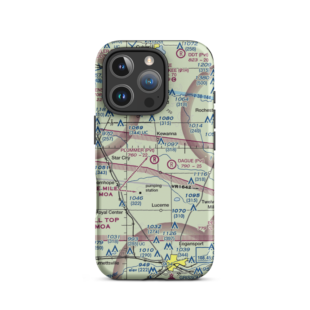 Plummer Airport (IN10) VFR Sectional  Tough iPhone Case iPhone 16 Pro model shown