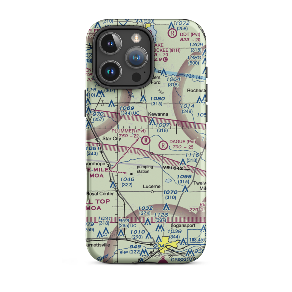 Plummer Airport (IN10) VFR Sectional  Tough iPhone Case iPhone 16 Pro Max model shown