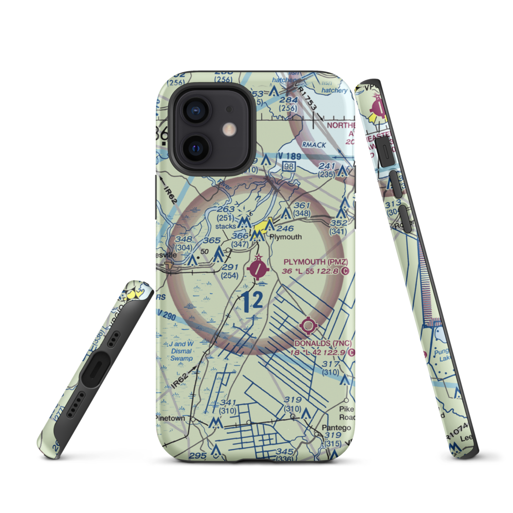 Plymouth Municipal Airport (PMZ) VFR Sectional  Tough iPhone Case iPhone 12 model shown