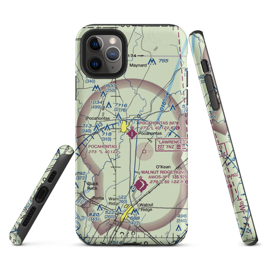 Pocahontas Municipal Airport (M70) VFR Sectional  Tough iPhone Case iPhone 11 Pro Max model shown