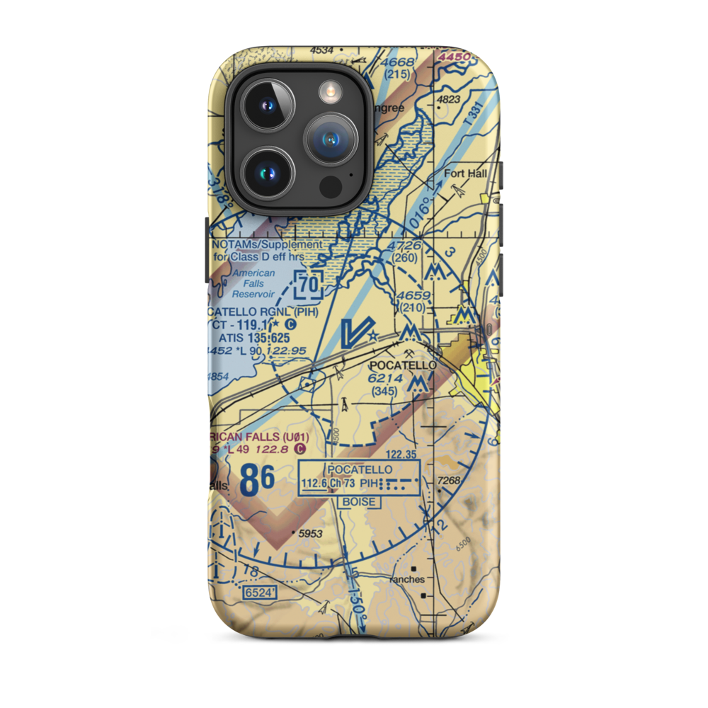 Pocatello Regional Airport (PIH) VFR Sectional  Tough iPhone Case iPhone 16 Pro Max model shown