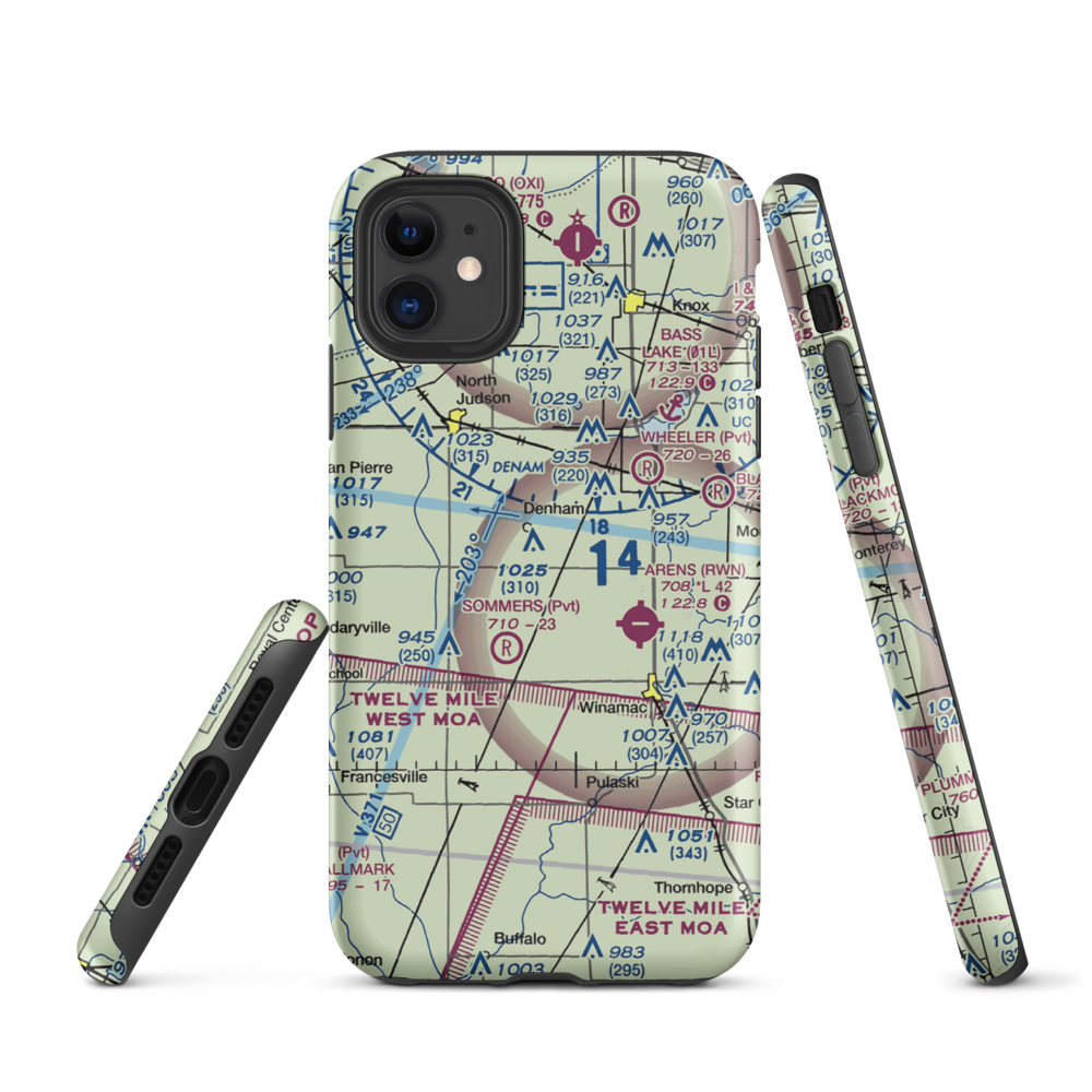 Podell Airport (IN76) VFR Sectional  Tough iPhone Case iPhone 11 model shown