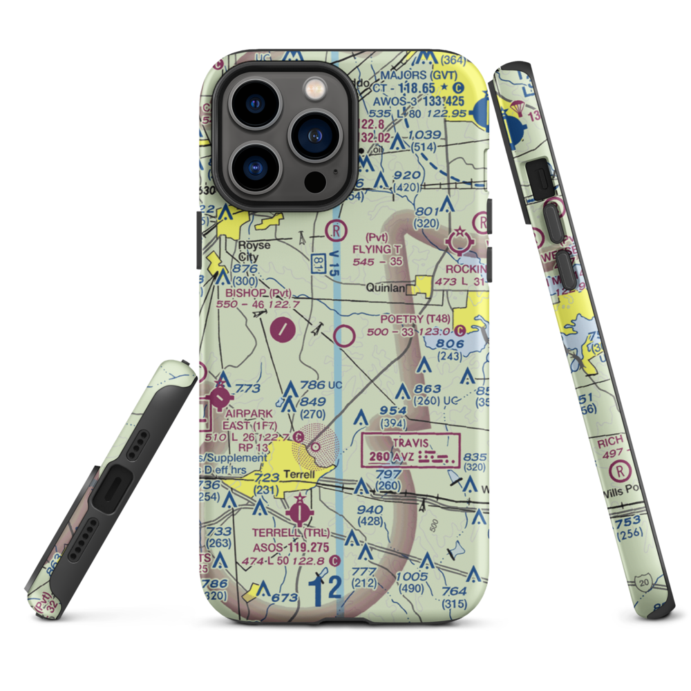 Poetry Flying Ranch Airport (T48) VFR Sectional  Tough iPhone Case iPhone 13 Pro Max model shown
