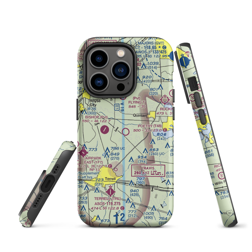 Poetry Flying Ranch Airport (T48) VFR Sectional  Tough iPhone Case iPhone 14 Pro model shown